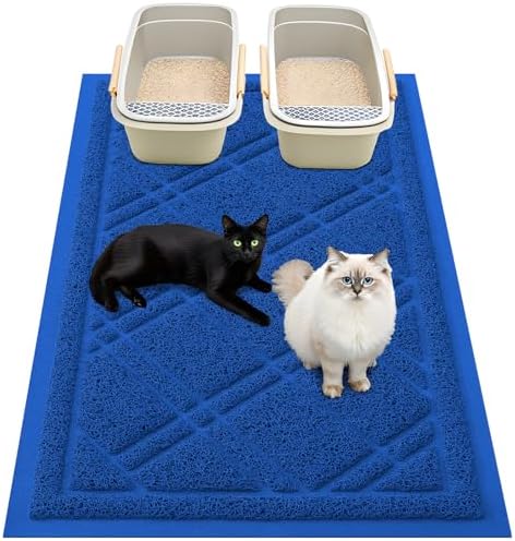 Smiry Cat Litter Box Mat 47x32, Non-Slip Water Resistant Litter Trapping Mat by Smiry