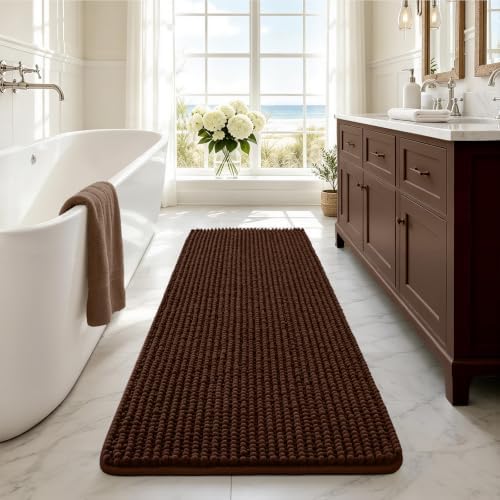 Ophanie Brown Bathroom Runner Rugs 60x24, Soft Chenille Bath Mat, Non Slip by Ophanie