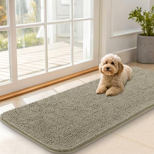 OLANLY Dog Door Mat for Muddy Paws 47x20, Super Absorbent Chenille Mud Mat by OLANLY