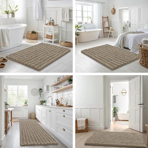 Smiry Bathroom Rugs 40X32, Extra Soft Rubber Backing Chenille Bath Mats - Image 7
