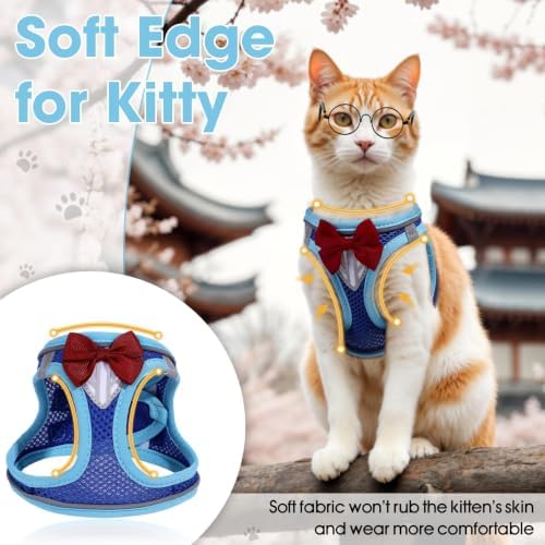 Cat Vest Harness and Leash Set, Escape Proof Kitten Harness Blue M - Image 6