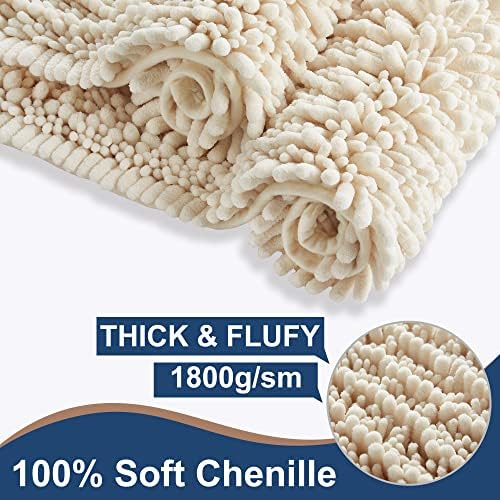 Luxury Chenille Cream Bathroom Rugs Sets 2 Piece, Thickened Hot Melt Rubber - Image 3