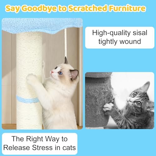 Tall Cat Scratching Post for Indoor Cats, Sisal Scratching Post - Image 6