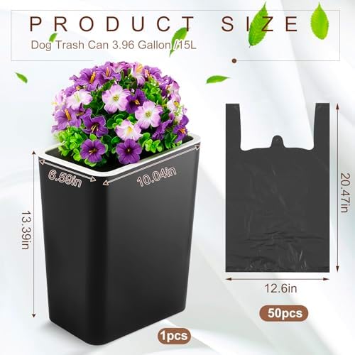 Jingmore Small Dog Poop Trash Can Outside 3.96 Gal/ 15 L - Image 2