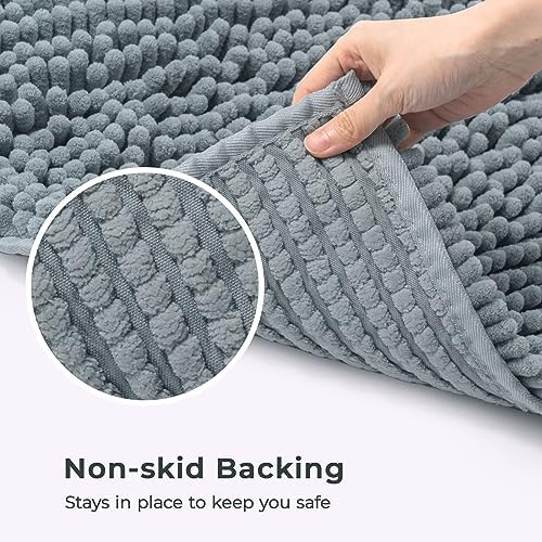 FRESHMINT Chenille Bathroom Rugs Non-Slip Bath Mat 24"x17", Washable Soft - Image 5