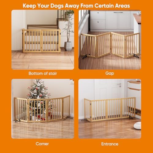 Natural 37-74" Wide Dog Gate for Stair, Bamboo Dog Gates for the House Doorways - Image 4