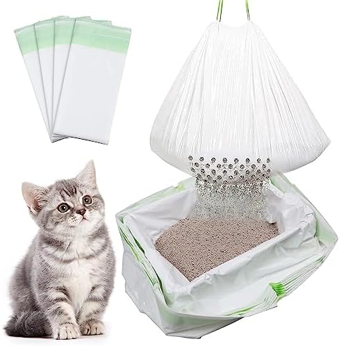Sifting Cat Litter Liners with Holes 21 Count Large Drawstring by Hfpengzan
