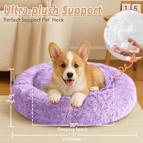 JOLLYVOGUE Calming Dog Bed Medium Size Dog, 31in Donut Washable Medium Pet Bed - Image 5
