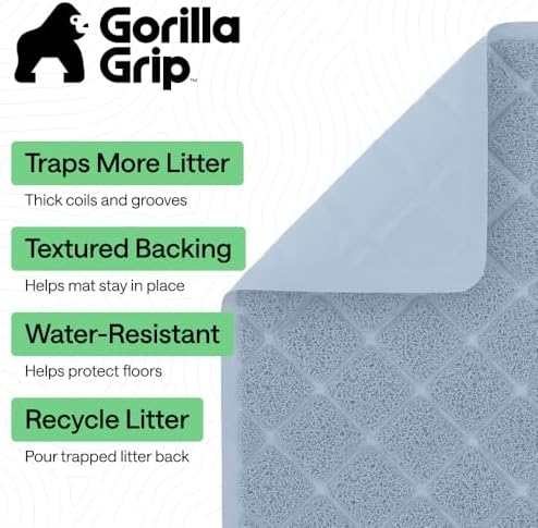GORILLA GRIP Cat Litter Box Mat, Coiled Mesh Trapping Mats 47x35 Light Blue - Image 2