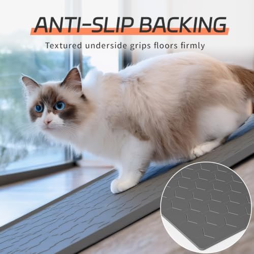 Bulkniu Silicone Cat Litter Mat, Raised Edge Waterproof, Dark Grey - Image 6