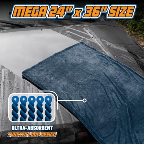 Chemical Guys, Megalodon Twisted Loop Microfiber Drying Towel, 24 x 36 in - Image 3