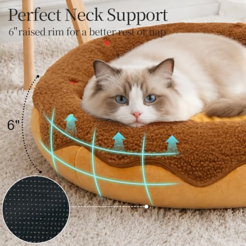 Donut Calming Cat Bed for Indoor Cats, Washable Pet Bed - Image 5