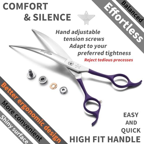 High-end Professional Dog Grooming Curved Scissors Pet Curved Shears 8 Inches - Image 4