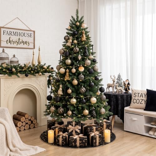 DecorbyHannah 60ct Black Gold Christmas Ornaments Set for Tree Decorations - Image 6