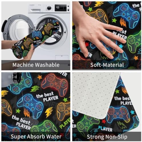 Colorful Game Joysticks Bath Mat Non-Slip Soft Microfiber Bathroom Rugs - Image 6