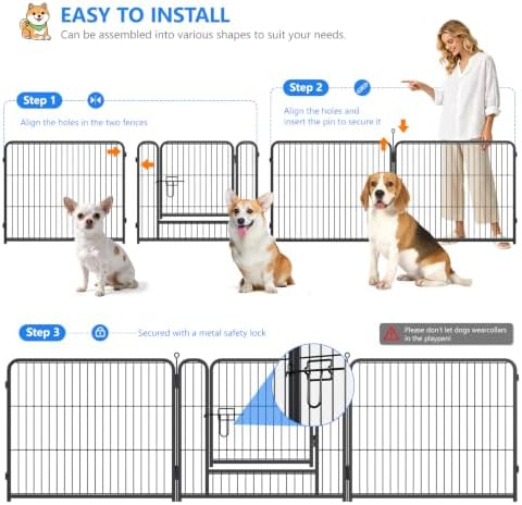 Dog Playpen Outdoor, 40 Inch Height 16 Panels Foldable Dog Fence - Image 5