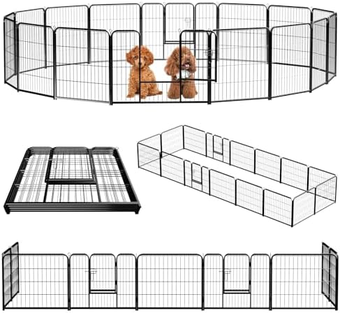 NEWBULIG Dog Playpen Indoor 24 Inch 16 Panels, Metal Outdoor Dog Fence Pen by NEWBULIG