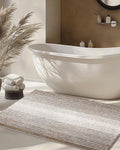 BSICPRO Large Chenille Bathroom Rugs, 24x43 Striped Bath Mats, Light Taupe by BSICPRO