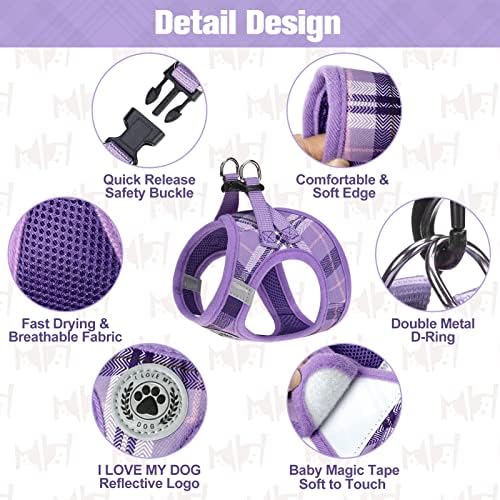 BEAUTYZOO Dog Harness Medium Sized and Leash Set, No Pull Pet Vest -Purple M - Image 4