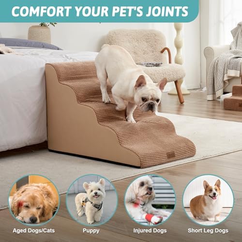 COZY KISS Extra Wide Dog Stair for Small Dog, 5 Step Pet Ramp for Bed - Image 5