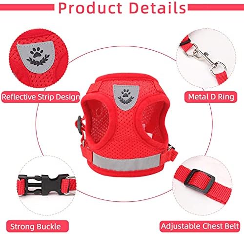 Cat Vest Harness and Leash Set, Escape Proof Kitten Harness Red S - Image 4