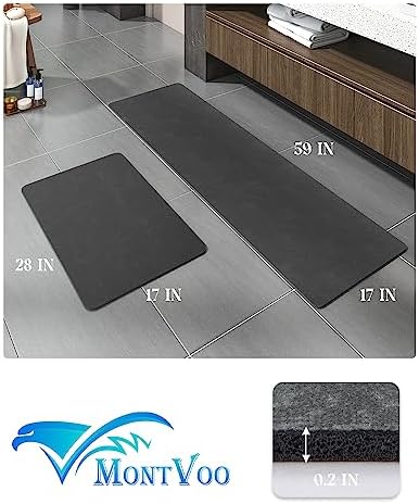MontVoo -Bath Mat-Rubber Backing Non Slip Quick Dry Absorbent Thin Bathroom - Image 2