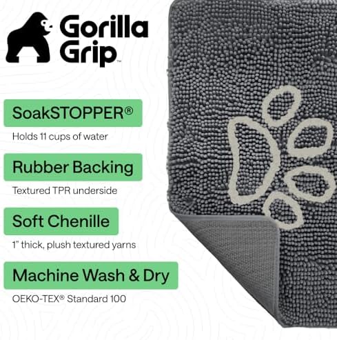 GORILLA GRIP SoakSTOPPER Dog Door Mat, Machine Wash Dry, 24x17 Charcoal - Image 3