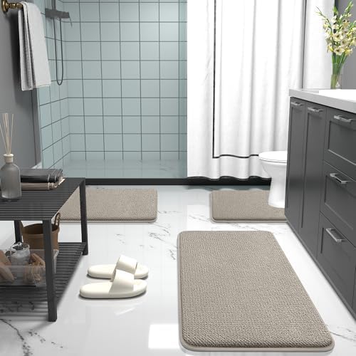 OLANLY Memory Foam Bathroom Runner Rugs 47x17, Long Bath Mats, Warm Taupe - Image 7