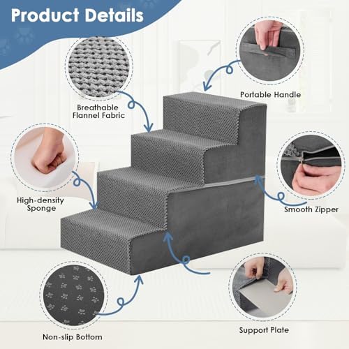 DUMOS Dog Stairs for Small and Medium Dogs, 4-Step Pet Steps - Image 4