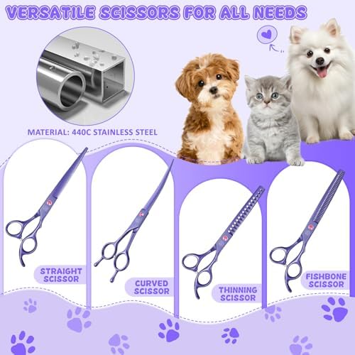 Moontay 7" Professional Dog Grooming Scissors Set of 5 - Image 3
