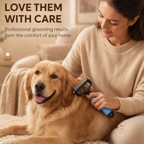 Pet Grooming Brush, Double-Sided Deshedding Dematting Tool - Image 7