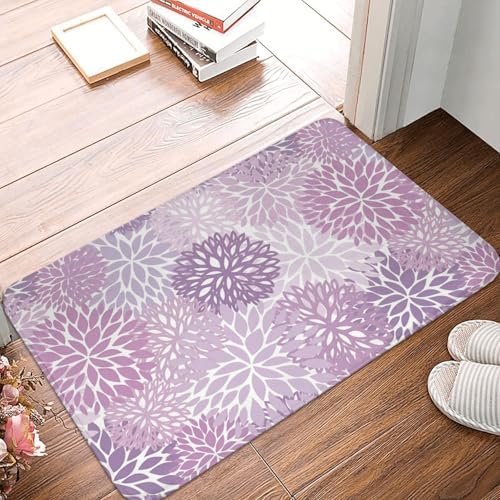 Purple Chrysanthemum Flowers Bath Mat 24x16 Inch Non-Slip Soft Microfiber - Image 6