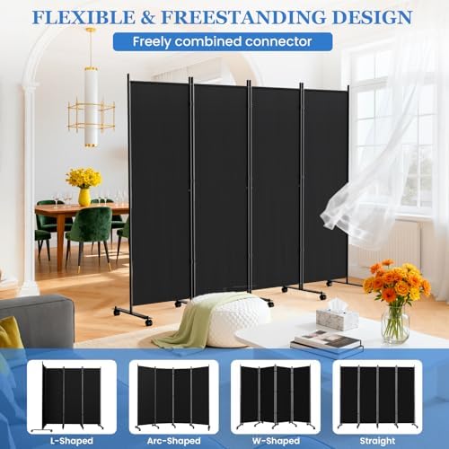 SUNALLY Room Divider Privacy Screens, 4 Panels Dividers - Image 4
