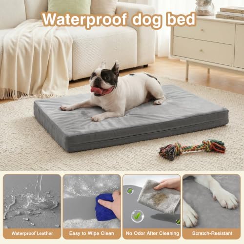 Waterproof Outdoor Medium Dog Bed Washable Crate Pad 30" Orthopedic Foam - Image 2