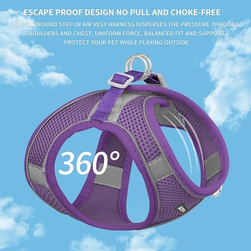 AIITLE Dog Harness and Leash Set, Step-in Puppy Pet Vest, Pure Purple S - Image 6