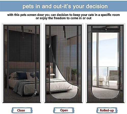Reinforced Cat Screen Door, Fits Door Opening Size 38''x 82', Thickened Cat - Image 6