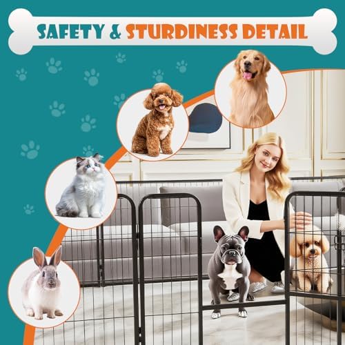 NEWBULIG Dog Playpen Indoor 8 Panels 32 Inch, Outdoor Metal Dog Fence Pen - Image 2