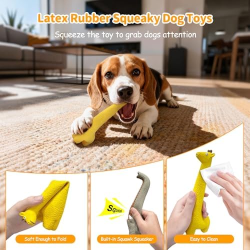 Latex Squeaky Dog Toys, 2 Pack Soft Rubber Dog Chew Toys, 9.5" Standing Stick - Image 2