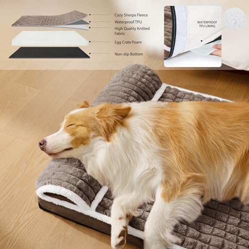 Orthopedic Large Dog Bed Pillow Pet Sofa Bed 42''X28'' Taupe - Image 3