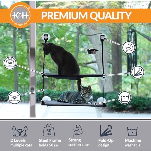 K&H Cat Window Perch, EZ Mount Double Stack Kitty Sill - Image 2