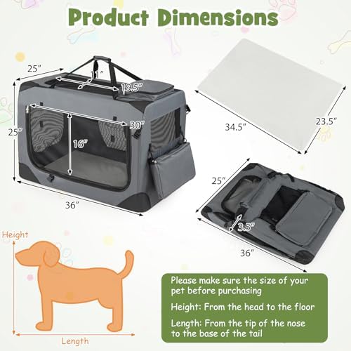 Giantex Collapsible Soft Dog Crate, 36 Inch Portable Travel Dog Kennel - Image 4