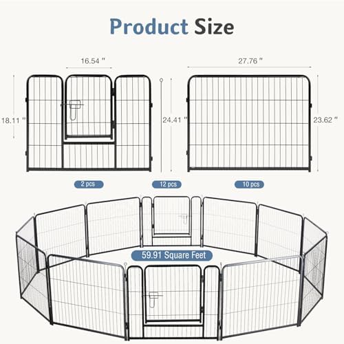 DUMOS Dog Playpen 24 Inch 12 Panels Indoor Outdoor Metal Pet Fence - Image 5
