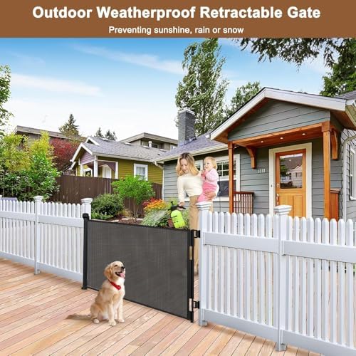 100" Wide Weatherproof Outdoor Retractable Baby Gates, Extra Wide Baby Gate - Image 2
