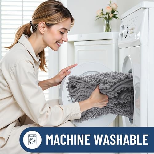 Smiry Bathroom Rugs 59X35, Extra Soft Rubber Backing Chenille Bath Mats - Image 6