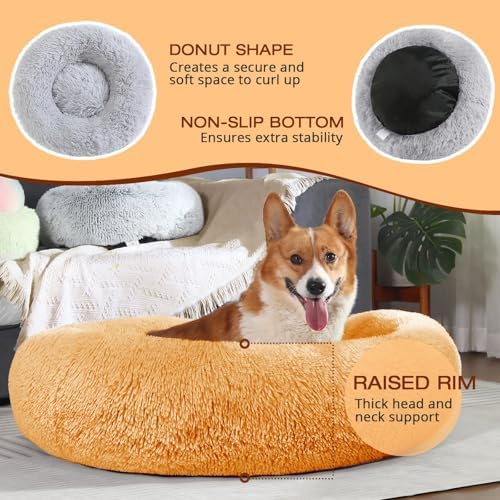 JOLLYVOGUE Dog Beds Large Sized Dog, 36 inches Calming Soft Anti-Anxiety Donut - Image 5
