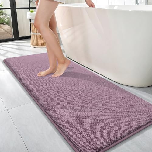 OLANLY Memory Foam Bathroom Runner Rug 47x17, Absorbent Long Mat, Deep Plum by OLANLY