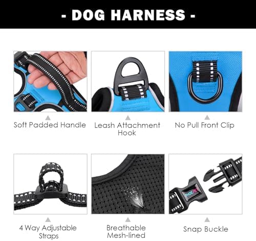 PHOEPET No Pull Dog Harness Medium Reflective Front Clip Vest - Image 4