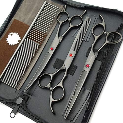 7.0in Professional Pet Grooming Scissors Set, Straight & Thinning & Curved - Image 2