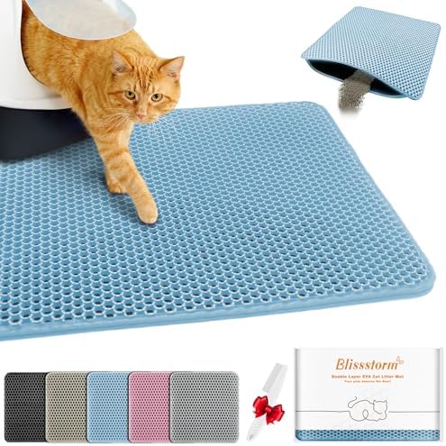 Cat Litter Mat 12"x18", Double Layer EVA litterbox Mat by BLISSSTORM