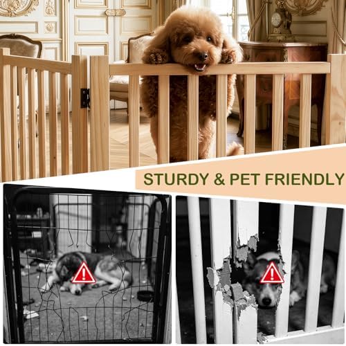 Wooden Freestanding Dog Gate Indoor - Image 4